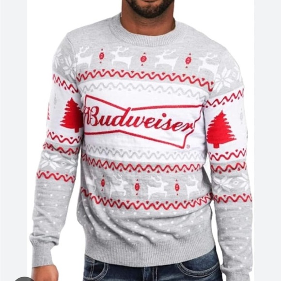 Tipsy Elves Men’s Budweiser Ugly Christmas Sweater NEW! - Picture 1 of 6